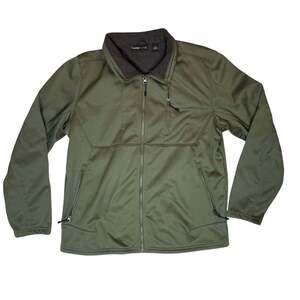 Swiss Tech Green Softshell Jacket Mens M Fleece Lined Full Zip Outdoor